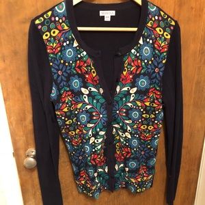Navy Blue floral cardigan Medium